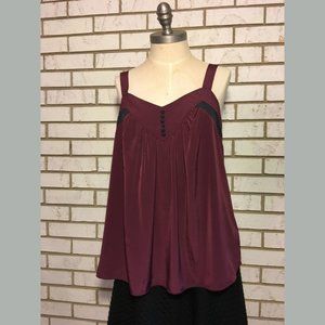 Mixit | Sleeveless blouse, maroon & black trim SzM